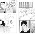Panel voller Manga-Zeichnungen: Ein Mann denkt laut über seinen süßen Freund nach; Umarmung mit Texten wie "Was für ein liebenswertes Lebewesen!"