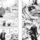Charaktere diskutieren ihre Schwäche in einer dynamischen Manga-Szene mit kämpferischem Monster.