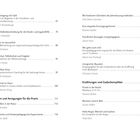 Inhaltsverzeichnis mit Titeln, Autoren und Seitenzahlen. Links und rechts je eine Spalte mit Einträgen.