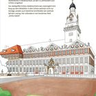 Text: Schloss Wolfenbüttel, Wolfenbüttel in Niedersachsen. Illustration von Schloss mit Turm, Dach und kleinen Figuren.