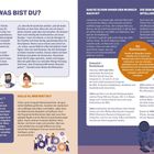 "HALL0 KI! WAS BIST DU?"
Diskussion über KI in einer Familie. Erklärung von "Intelligenz" im Kasten. Links vier Personenillustrationen.