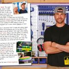 Texte: Mark Rober erklärt seine Arbeit als Ingenieur und YouTube-Inhaltsproduzent. Werkzeuge im Hintergrund.