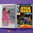 Links: Werbung für "Talking 'Patty Prayer' Doll". Rechts: Comic-Cover "Star Wars" von Marvel Comics.