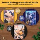 "Sammel die Empyrean-Reihe als Puzzle. Offiziell lizenziertes Rebecca-Yarros-Produkt." Drei Puzzles mit Drachen.