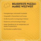 BELIEBTESTE PUZZLE-MARKE WELTWEIT. Handgefertigte, individuelle Puzzleteile. Ravensburger Logo unten. Gelber Hintergrund.