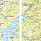 Straßennamen A861, A830, A828; Orte Fort William, Glencoe, Loch Leven; Seen Loch Linnhe, Loch Eil. Topografische Karte.