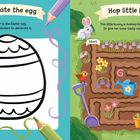 Links: "Decorate the egg", Schwarz-weiß Ei; rechts: "Hop little bunny!", Labyrinth mit Hase.