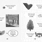 Links: "What has a head and a tail but no body? A coin." Rechts: "What has a foot but no legs? A ruler."