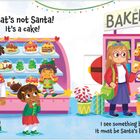 Text: "Is Santa shopping over there? That looks like the hat he wears!" Ein Geschäft mit Spielzeug und Geschenken, Kinder schauen sich um.