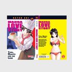 Text: "KATSU AKI", "MANGA LOVE STORY", "Yura, Makoto und die Liebe". Links: Mädchen im Chefoutfit mit Kuchen. Rechts: Mädchen im Bikini.