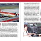 „AIR BERLIN USA“ und „Aeroamerica“. Ein Flugzeug am Flughafen. Cockpit mit zwei Piloten. 1978 oben rechts.