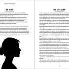 **Texte:**

- "IST EVA UNSCHULDIG?"
- "DER TATORT": Beschreibung eines Raubüberfalls in Noxbridge Castle.
- "EINE ERSTE ZEUGIN": Beschreibung von Eva Kensingtons Rolle.

**Illustration:** Eine Silhouette des Gesichts einer Frau im Profil, rechts eine Werkzeugkette.