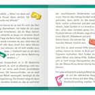 Eine Anleitung begrüßt den Leser und erklärt ein Escape-Buch. Rechts ist ein roboterähnliches Maskottchen mit Punkt "1".