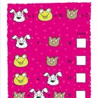 Rosa Hintergrund, Tiere als Rechenaufgaben: Hund = 5, Frosch = 10, Katze = 2. Finde die Lösungen für die Aufgaben.