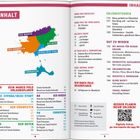 "BEST OF GRÜN & FAIR" links, "BEST OF LOW-BUDGET" rechts. Links: Nachhaltigkeitstipps. Rechts: Spartipps. Bilder von Küste, Frau meditiert.