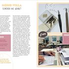 MOHR-VILLA: SCHREIBEN WIE GEMALT. INFOBLOCK: Adresse, Angebot, Web. GOODIE: Workshops. Bilder von Schreibfedern und einer Person beim Schreiben.