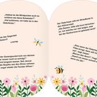 Texte mit Witzen über Windpocken, Ostern, Gesangsunterricht und Osterhasen. Illustration mit Blumen, Sonne, Wolke, Biene.