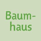 Text: "Baumhaus", grüne Schrift auf hellgrünem Hintergrund. Rechts oben eine grün umrandete Zahl "1".