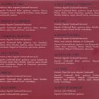 Eine Liste mit 12 Titeln und Künstlern, darunter „ALEGRÍAS DE ZARA“ und „LISTA DE SCHINDLER“, auf rotem Hintergrund.