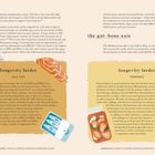 "Longevity larder: Oily Fish" und "Longevity larder: Ferments". Zwei Illustrationen von Fisch und fermentierten Lebensmitteln.