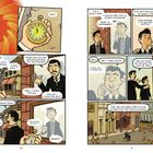 Comic mit zwei Männern in historischer Umgebung; verwirrt über ihre Lage; Uhrzeit 10:00; Datum 28. Juni 1914 erwähnt.