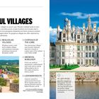 "Beautiful Villages" beschreibt malerische Dörfer in Frankreich; links ein Talbild, rechts ein prächtiges Schloss.