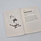Text: "#Finnisch Kalsarikännit. Sich zu Hause in Unterhose alleine betrinken." Illustration: Mann im Sessel mit Getränken.