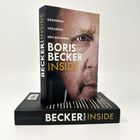 "GEWINNEN VERLIEREN NEU BEGINNEN BORIS BECKER INSIDE" steht in großen Buchstaben auf dem Buchcover. Ein Gesicht ist teilweise sichtbar.