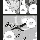 Manga-Stil: Ein Gespräch im Flugzeug. Junge überrascht, Sprechblasen: "Diese Stimme...", "Lange nicht gesehen." Flugzeug im Himmel.
