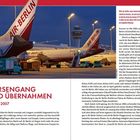 "Börsengang und Übernahmen 2004–2007" in großen, roten Buchstaben. Zwei Air-Berlin-Flugzeuge auf einem nächtlichen Vorfeld.