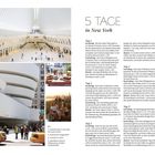 “5 Tage in New York” zeigt auf der rechten Seite einen detaillierten Reiseplan. Links sind Fotos von Architektur und Alltagsszenen.