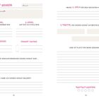 Zwei Seiten eines Journals mit Kategorien wie "Monthly Review", "Energy Givers", "Meine 3 Ziele", "Monthly Ranking".