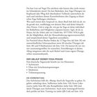 Text: DIE BASICS. Hauptüberschriften: DER ABLAUF DEINER YOGA-PRAXIS, DIE VORBEREITUNG. Wird über Yoga und Übungen gesprochen.