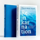 Buchtitel "Reinkarnation" von Thich Nhat Hanh. Blau-weißer Einband, motivierend, über Neuanfänge.