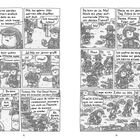 Es ist ein Comic mit zwei Seiten. Figuren sprechen über Abenteuer und Vorbereitungen. Eine Figur heißt Nik.