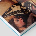 Illustration eines aufgeschlagenen Buches mit einem dramatisch wirkenden Gesichtsausdruck.