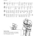 Text: "Hallo, hallo, schön, dass du da bist", "Spielvorschlag". Illustration: Zwei Kinder umarmen sich liebevoll.