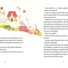 Seite 16-17: Hanna liegt im Bett, redet mit einem Häuschen. Illustration zeigt ein Mädchen in einem blumigen, fantasievollen Raum.
