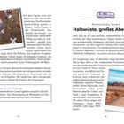 Seite 14: "Campen in und um Baarle: Mehrere niederländische Campingplätze umgeben die belgischen Enklaven."  
Seite 15: "Halbwüste, großes Abenteuer"

Links oben Foto von einer Grenze auf dem Boden. Rechts unten Wüstenlandschaft mit einem Camper.