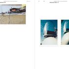 Links: "Equipment, B10" 2010. Rechts: "Windmesser (Blatt 1–2)" 2002. Fotos zeigen technisches Gerät und ein Cockpit.