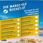 "MARCO POLO TOP-HIGHLIGHTS" oben in rotem Banner. Beschreibungen von Sehenswürdigkeiten in Griechenland mit Tipps.