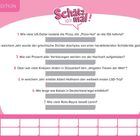 "Schätz mal!" Party Edition. Fragen zu Pizza, Aischylos, Verlobungen, Kneipen, LSD, Kokain, Lenin. Kästchen für Antworten.