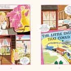 "DOLLY UNDERSTOOD THAT READING WAS IMPORTANT." Illustrationen eines Kindes, das liest, träumt und eine Geschichte hört.