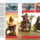"KAWASAKI" steht oben, daneben ein Motorrad. Text beschreibt ältere Modelle und Erlebnisse mit der Marke.