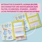 INTERAKTIVE ELEMENTE, AUSMALBILDER, ZEICHENSEITEN... Bunte Illustrationen von Tassen und Kannen mit Blumenmustern.