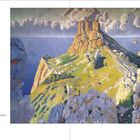 Santiago Rusiñol: „Das Castell del Rei bei Sonnenuntergang II“. Landschaftsgemälde mit Felsen, Meer und dramatischem Himmel.