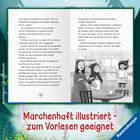 „Märchenhaft illustriert - zum Vorlesen geeignet“ steht in roter Schrift. Text und Bild einer Küche mit drei Märchengestalten.