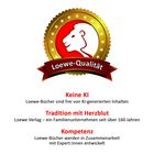 „Keine KI“, „Tradition mit Herzblut“, „Kompetenz“. Oben ein Siegel: „Loewe-Qualität“ mit Löwenprofil.