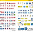 ADAC Infogramm, Verkehrszeichen: Gefahren-, Vorschriften- und Richtzeichen nach StVO mit verschiedenen Symbolen und Hinweisen.