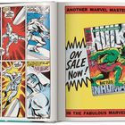 Comic-Seite. Links Text in Sprechblasen. Rechts bunte Anzeige: "ANOTHER MARVEL MASTERPIECE", "ON SALE NOW!", "HULK".
